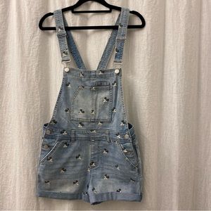 Disney Parks Mickey Mouse Denim Overall Shorts Juniors Size M  Sold‎ Out